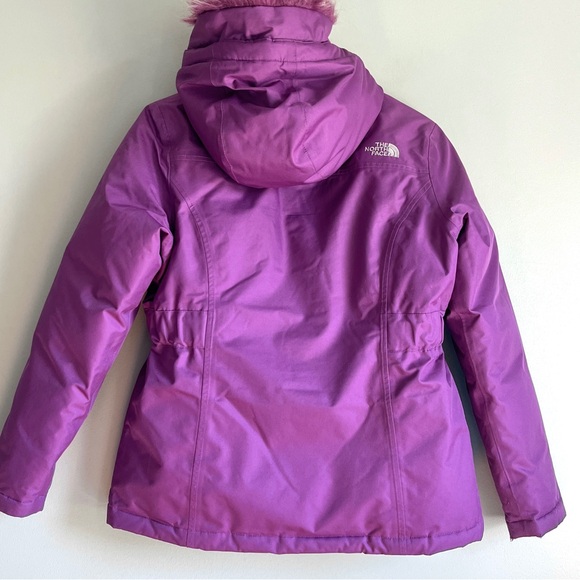 North Face down jacket girls large 14 16 Greenland parka purple Hyvent hooded - Picture 3 of 11